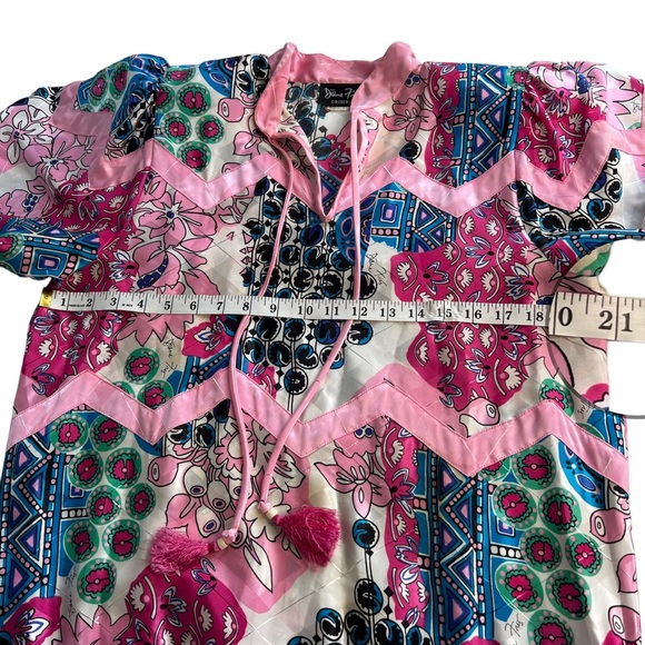 Vintage 80’s Diane Freis Georgette Colorful Abstract Pattern Drop Waist Dress OS - Picture 7 of 16